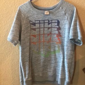 Nike blue sweater material short sleeve top